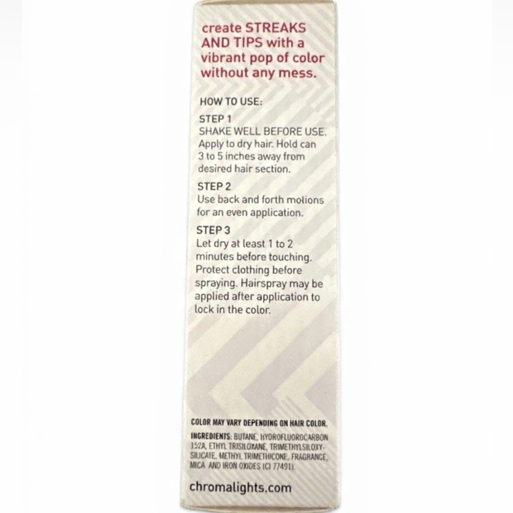Set of 2 Chroma Lights Metallic Red Temporary Hair Color Spray 1.5 oz - Picture 3 of 4